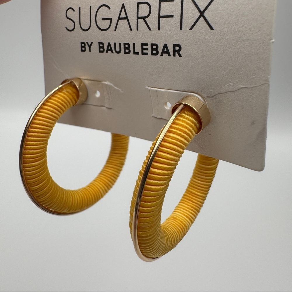 Sugarfix Yellow Thread Wrapped Hoop Earrings - Picture 2 of 7